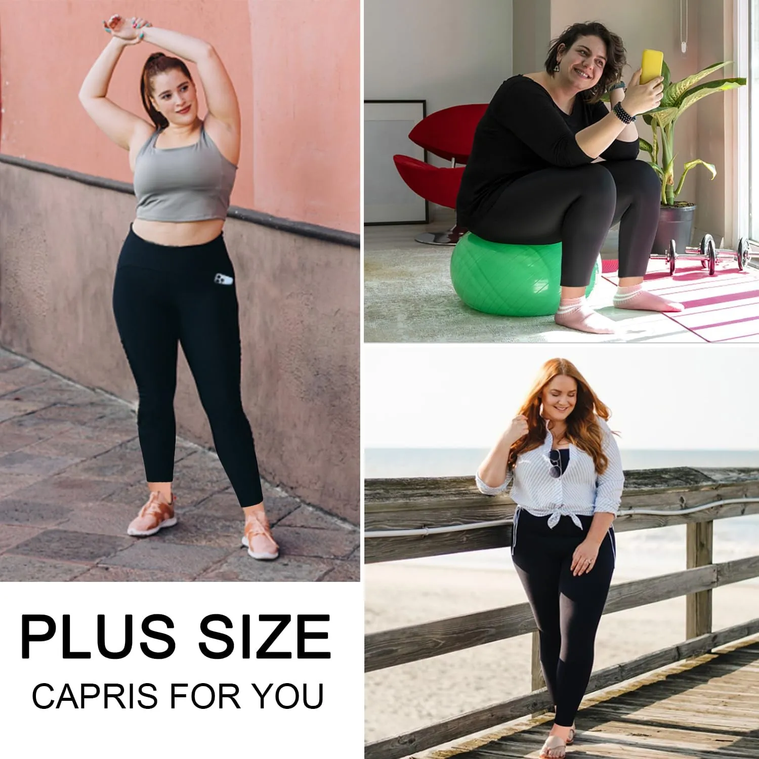 yeuG Plus Size Leggings for Women-Stretchy X-Large-4X Tummy Control High Waist Spandex Workout Black Yoga Pants